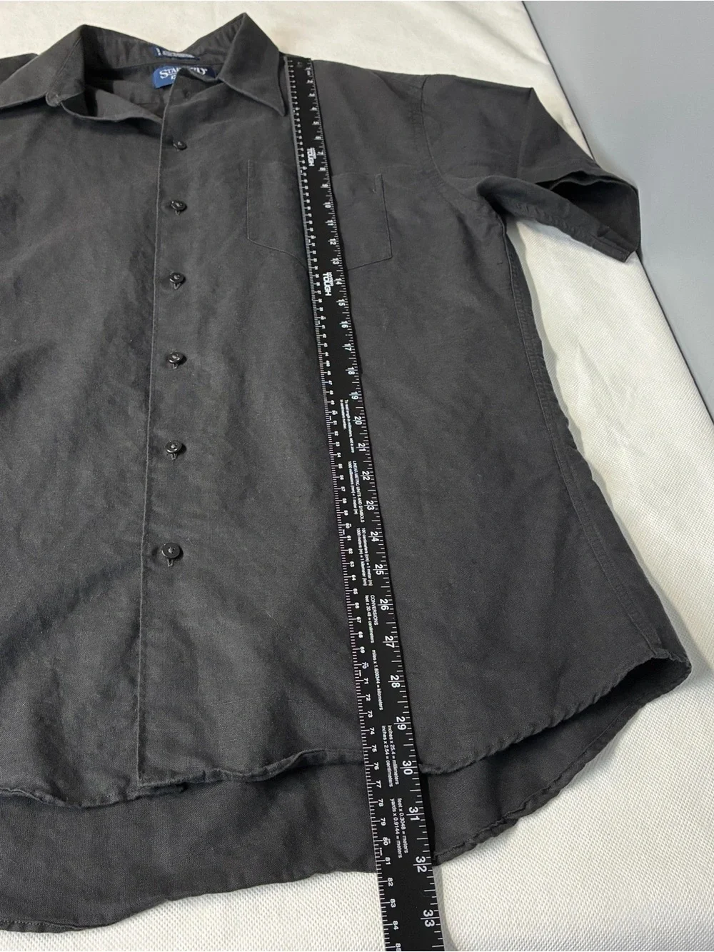 Stafford Relaxed Fit Mens Sz 16 Short Sleeve Shirt Black Button Up Casual Y2k